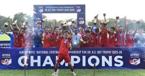 Manipur Junior Football Team's staunch defense provided the platform for their victory here