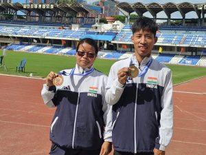 Arunachal para-athletes Tingong Wangpan and Kipa Mero with their medals at the 7th International Para Athletics Championship 2025.