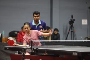 Assam duo Bhavna Kashyap and Agniv Bhaskar seen in action during a mixed doubles event of the NIAPA Northeast Open Tournament at Chumoukedima Chumoukedima.