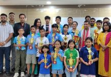 Assam U-15 & U-9 Chess Championship 2026 Concludes in Guwahati Winners, officials, and guests at the prize distribution ceremony of the 49th All Assam U-15 & U-9 Open & Girls Inter-District Chess Championship 2026 held at Sarusajai Sports Complex, Guwahati.