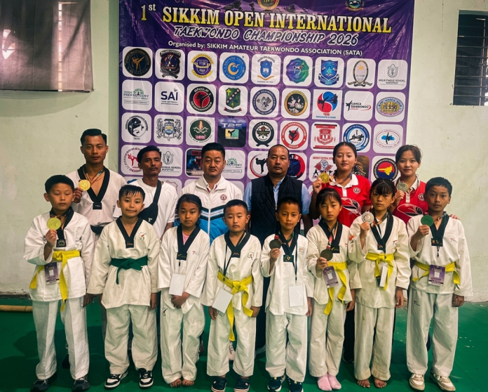 Nagaland Taekwondo Team Returns with 8 Medals Nagaland Taekwondo Association athletes and officials pose with medals won at the 1st Sikkim Open International Taekwondo Championship in Gangtok, Sikkim.